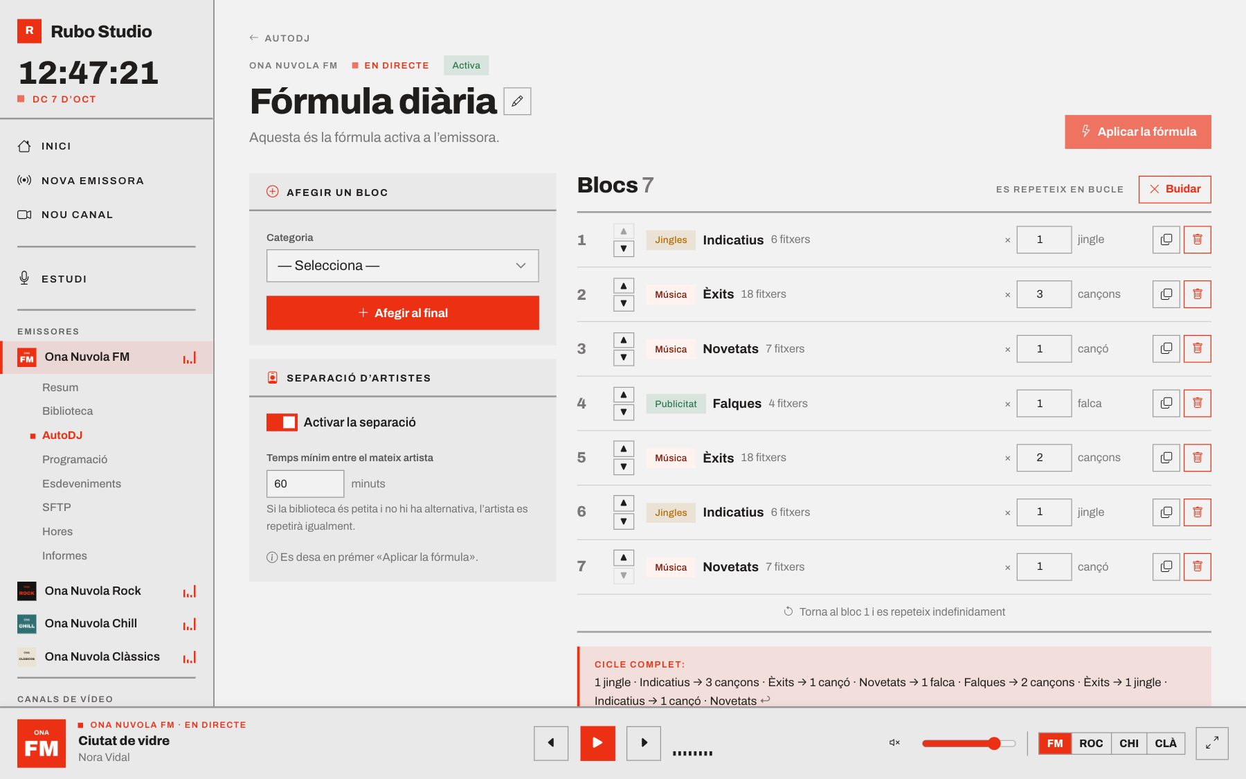 Editor de fórmules de l’AutoDJ per blocs