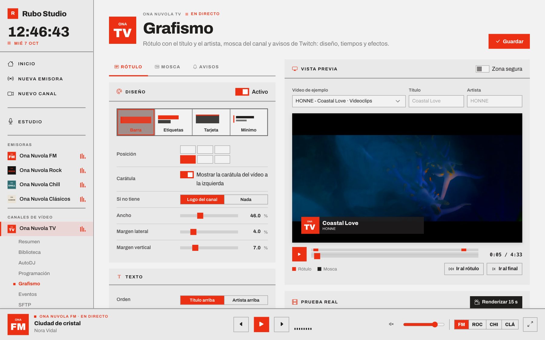Estudio de grafismo con el rótulo y la mosca sobre un videoclip